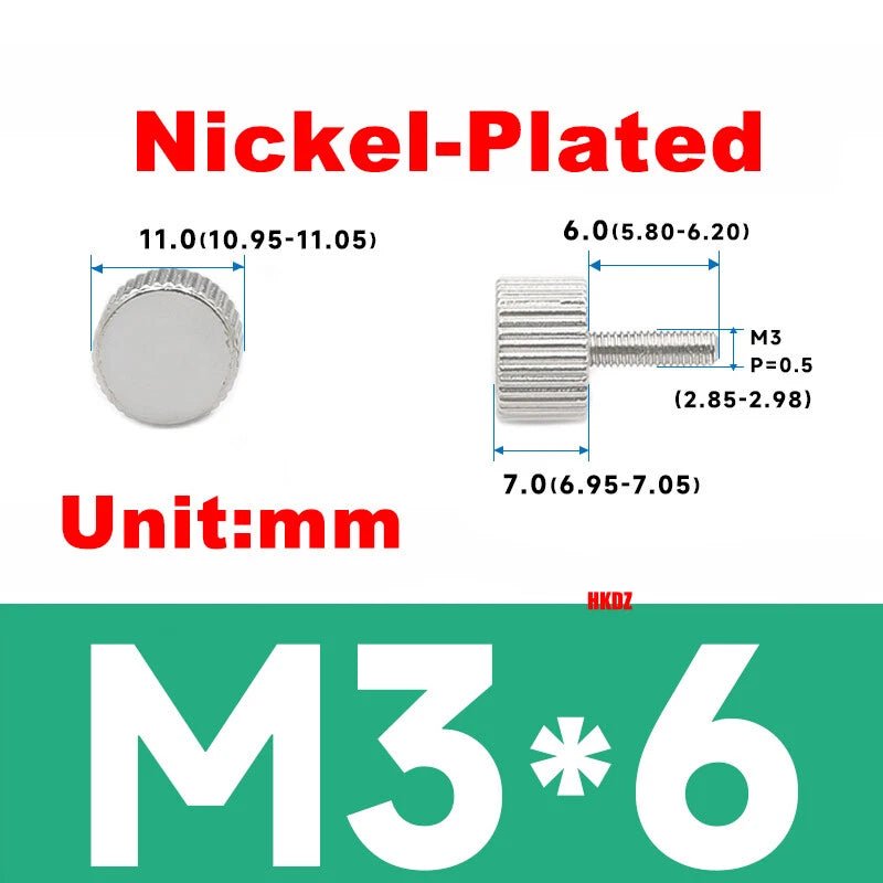 M3 Knurled Thumb Screws – Flat Head Carbon Steel Hand Grip Bolts 6/8/10/12mm - HomeDIYer