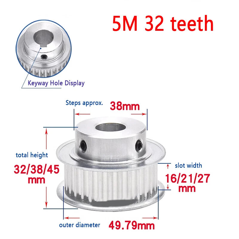 HTD 5M Timing Belt Pulley 8-30mm Bore 20-48T, for 15/20/25mm Wide CNC 3D Printer