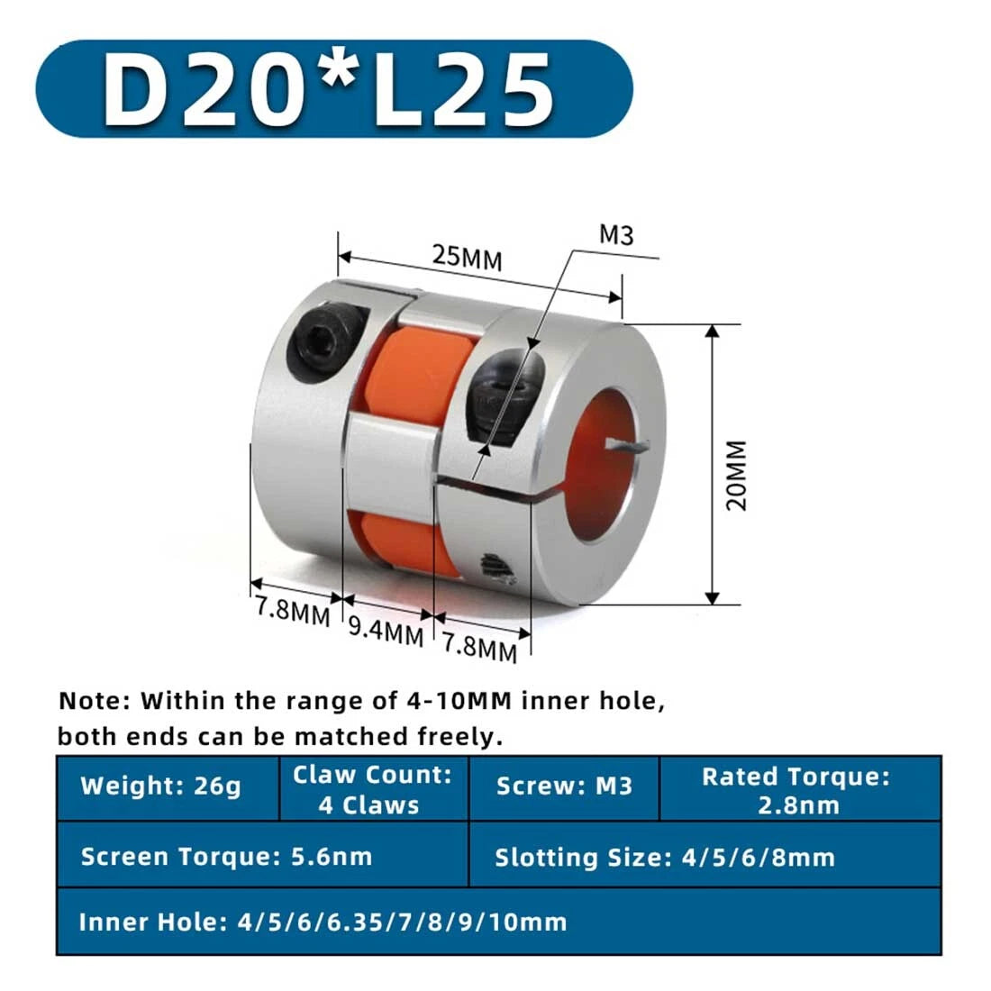 For 3D Printer Shaft Coupler Flexible Plum Coupling CNC Stepper Motor Jaw Spider