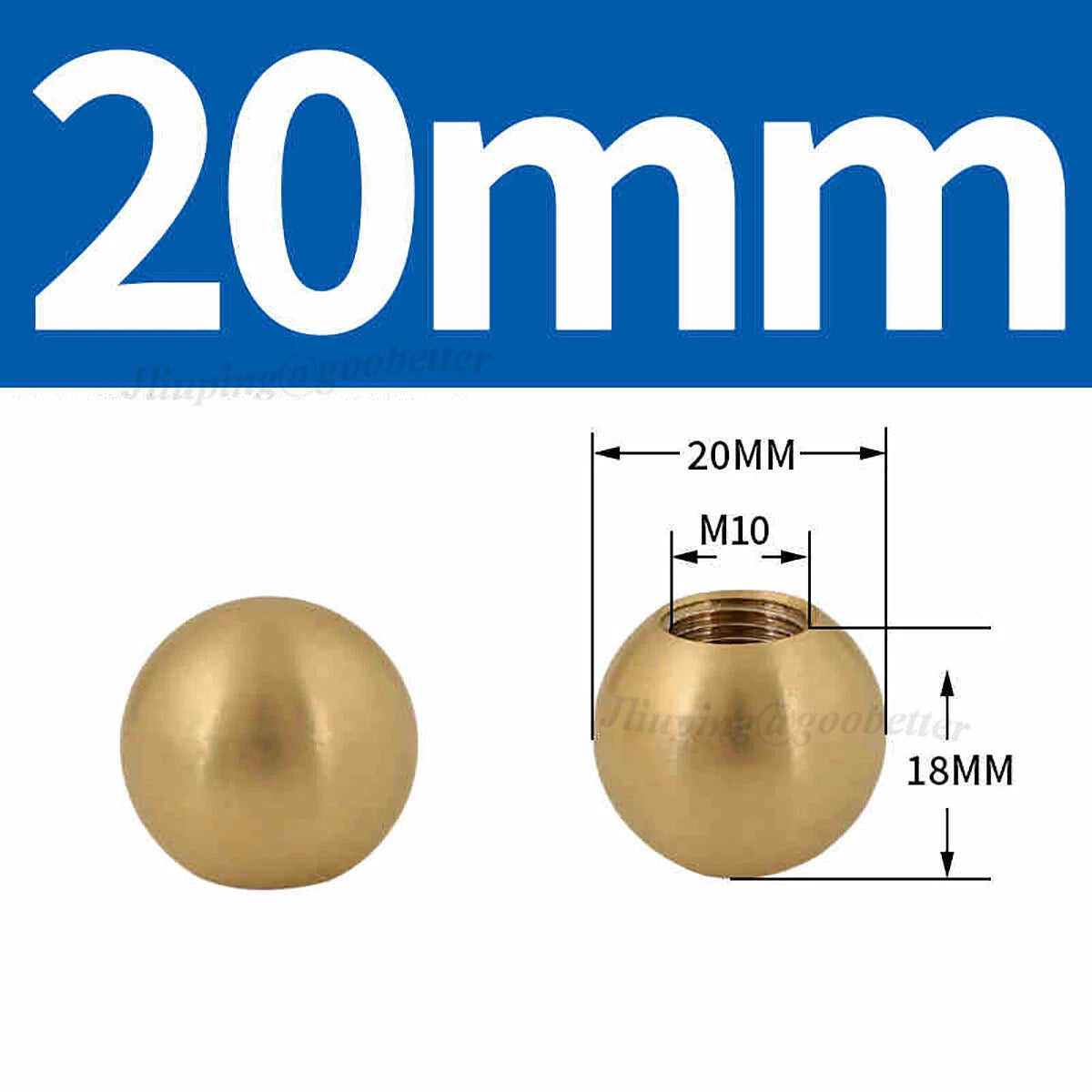 Brass Ball Cap Nuts – Lamp Finial Screw Caps, Female Thread M3 to M12, Ball Diameter 6–25mm