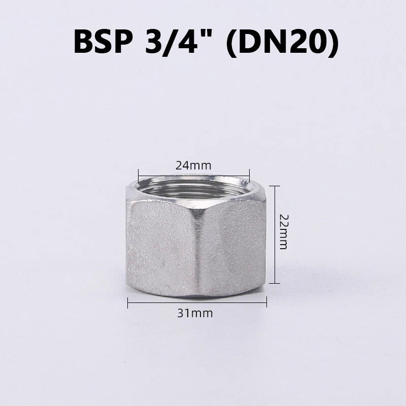304 Stainless Steel BSP Hex End Cap Female Thread Pipe Fitting 150LB