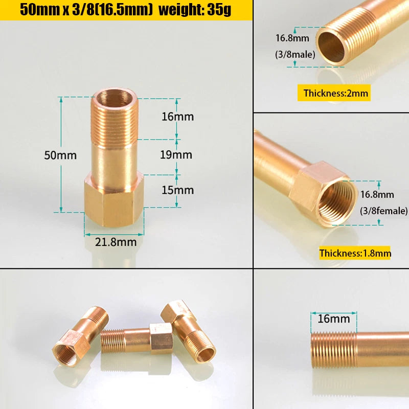 Brass BSP Extension Pipe Nipple Adaptor — Male to Female 1/8" 1/4" 3/8", 50–150mm