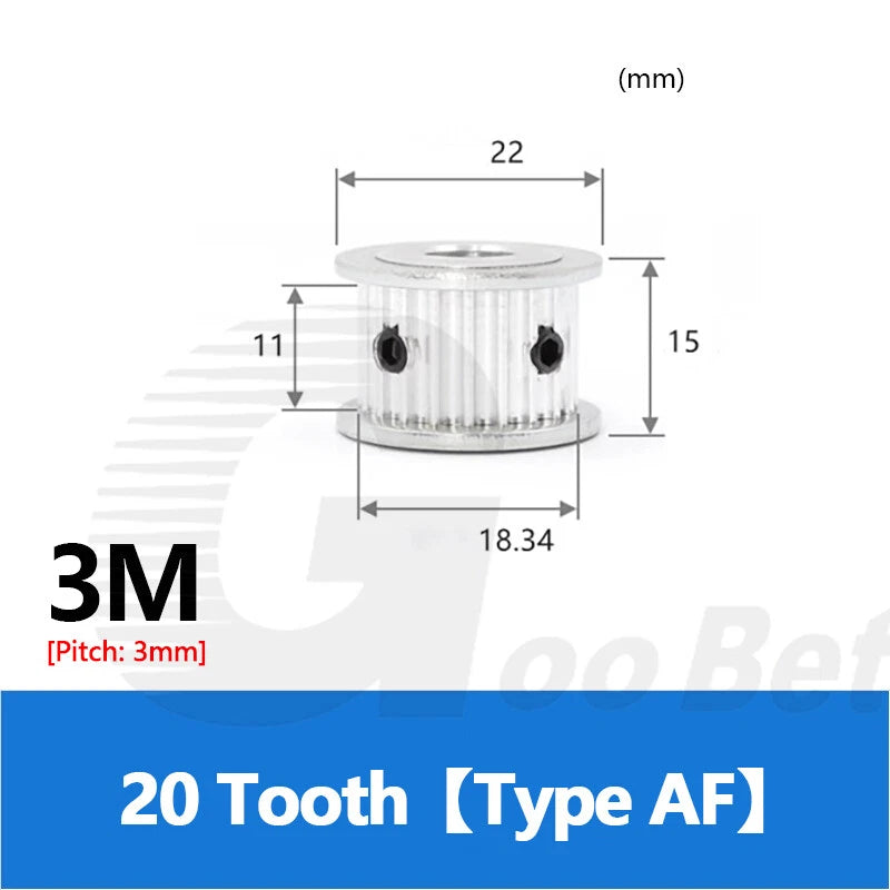 3M 10mm Timing Belt Drive Pulley 3mm Pitch 15-50 Tooth 4-20mm Bore HTD Aluminium