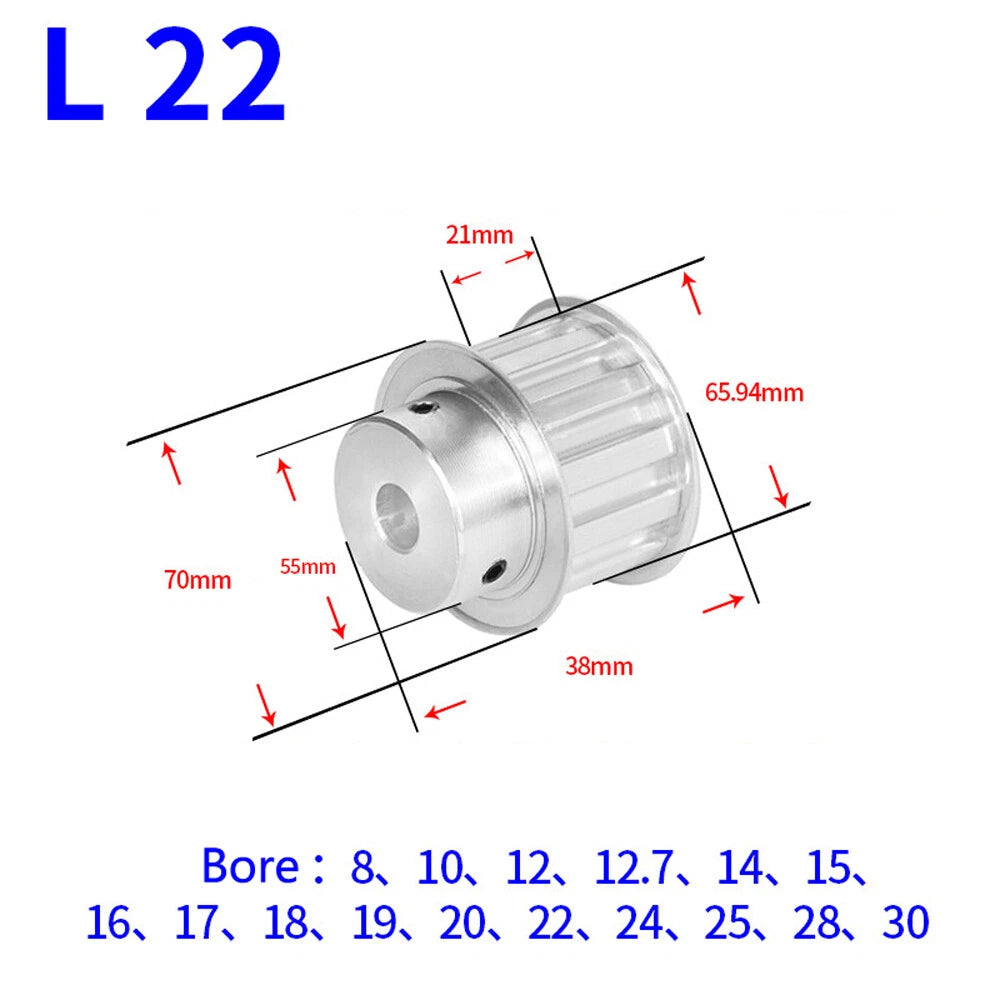 L-Type 10T-30T Timing Belt Pulley Pitch 9.525mm With Keyway CNC Drive Width 21mm