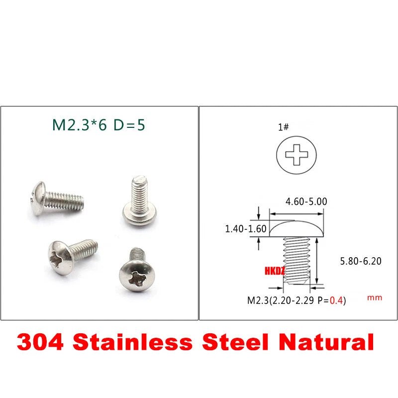 M2.3 M2.5 M3 Phillips Umbrella Head Machine Screws — Large Flat Head Bolts, Multiple Coatings - HomeDIYer