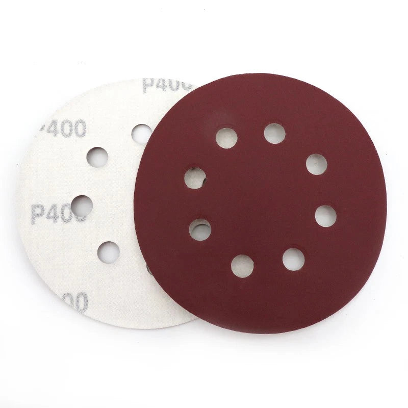 125mm 225mm Red Sanding Discs Hook Loop Sandpaper Pads 8 Hole Grit 40 - 2000