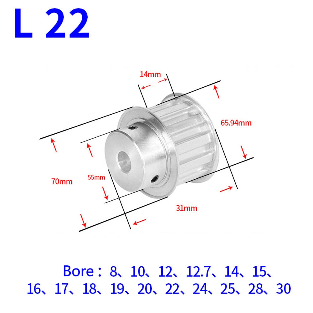 L-Type Timing Belt Pulley 10T-30T Pitch 9.525mm BF-type Drive Pulleys Width 14mm