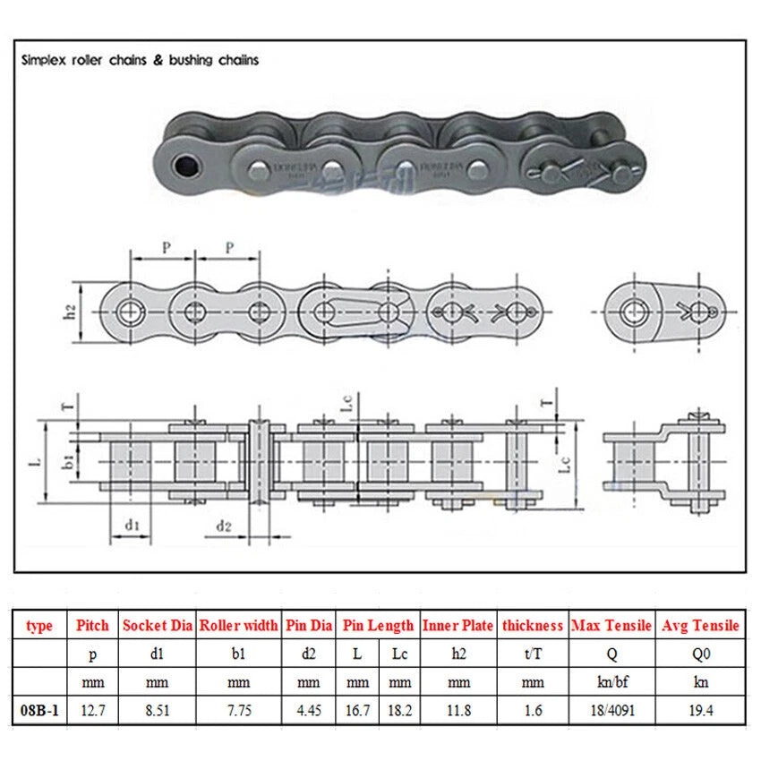 Roller Chain Connecting Link Full Buckle For 04C/06B/06C/08A/08B/10A/12A-1 Chain