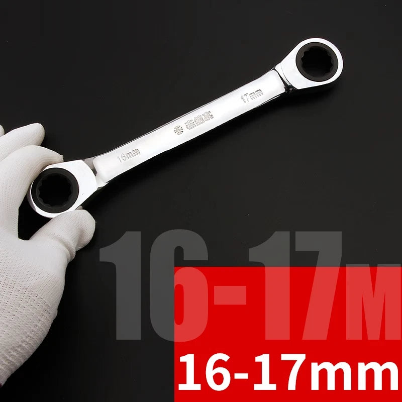 Double Ended Wrench Ratchet Spanner Fully polished 72 Teeth 8/10/12/13/17/19 mm