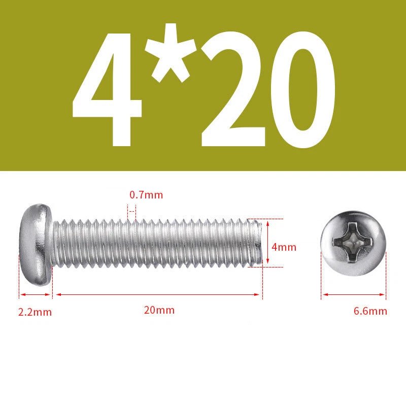 M3 M4 M5 Phillips Round Pan Head Machine Screws – 201 Stainless Steel, 6–30mm Lengths - HomeDIYer