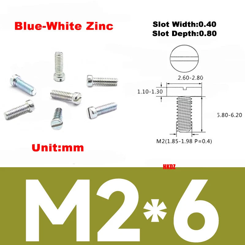 M1.2–M6 Slotted Cheese Head Machine Screws — Carbon Steel, Multiple Coatings