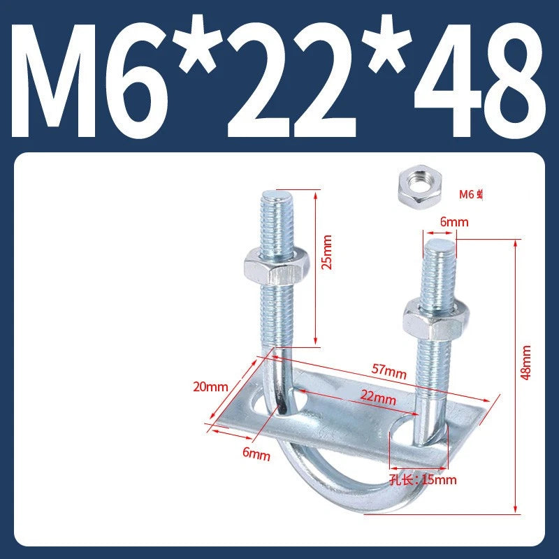 Round U-Bolts Sets Steel 16mm-219mm Inner Width M6 M8 M0 M12 with Nut, Plate