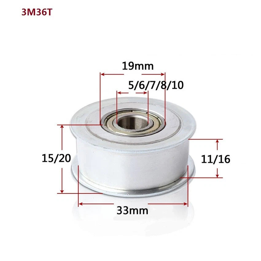 HTD-3M Timing Belt Tensioner Pulley Smooth Tooth/Toothed Idler Width 11/16mm