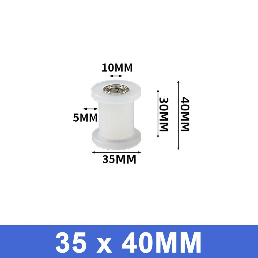 25mm - 55mm Square Flat Nylon Pulley H Idler Wheels, Ball Bearing Nylon Rollers