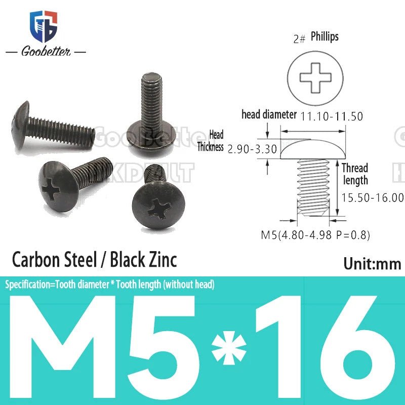 Phillips Flat Head Machine Screws M2.3 to M6 — Carbon Steel, Stainless & Brass, 7 Finishes - HomeDIYer