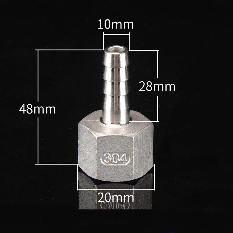 Stainless Steel Female Threaded Hose Barb Fittings — 1/4" to 3/4" NPT