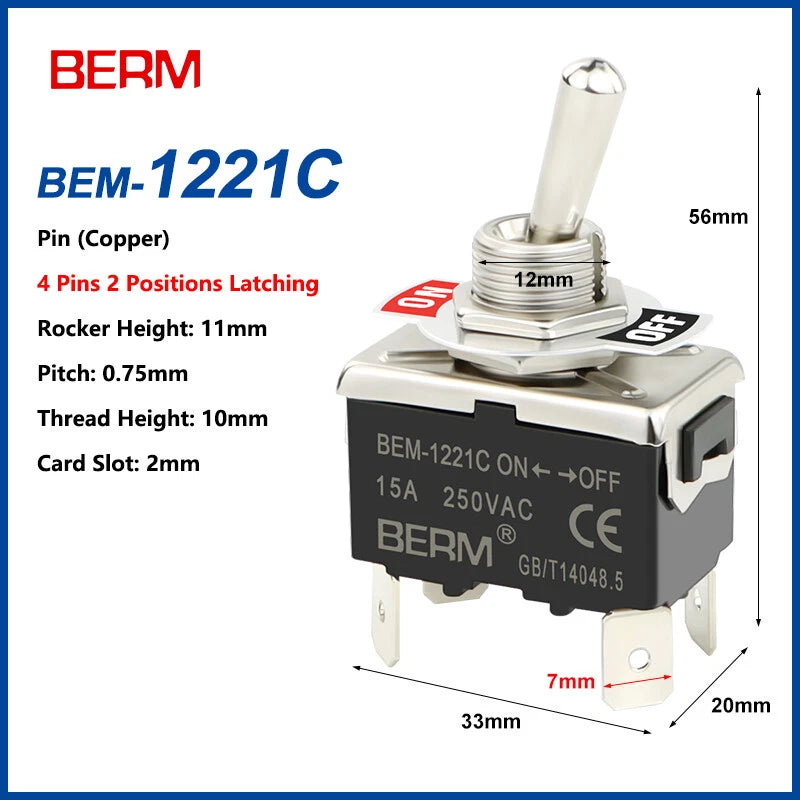 Toggle Switch ON-OFF-ON, 2/3 Pin 2/3 Positions, Latching & Momentary, Screw or Pin Terminal