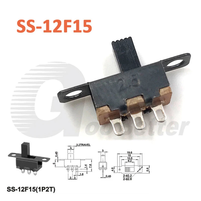 Miniature Slide Switch SPDT 2-Position On-Off Micro Toggle for Model Railway