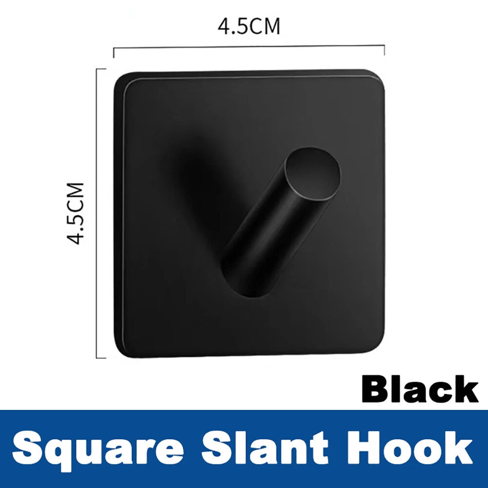 No Drill Self Adhesive Hooks Hanger Stainless Sticky Wall Hook Black/Silver/Gold