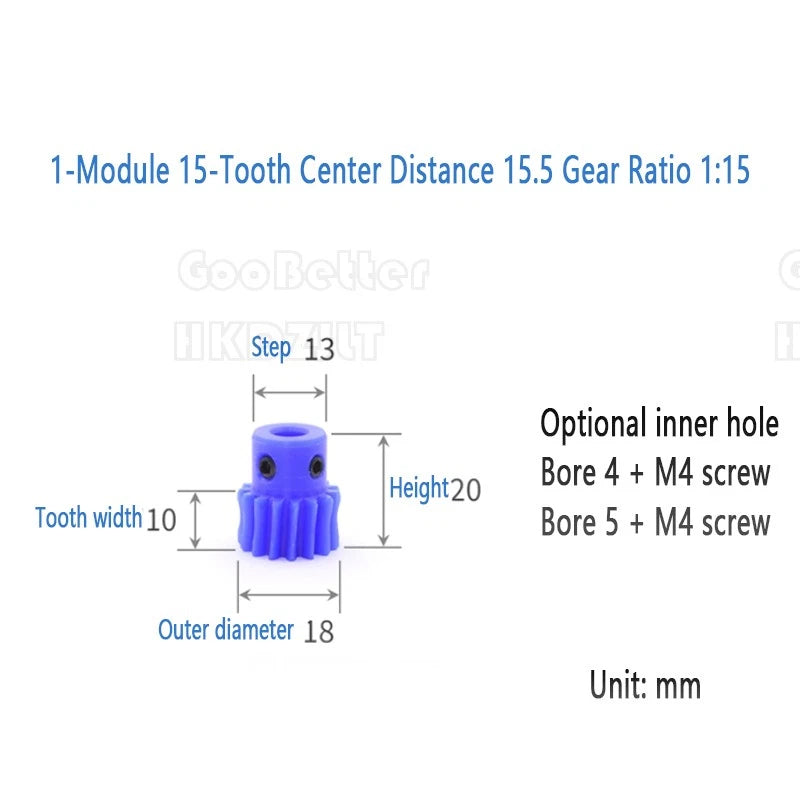 Mod 0.5 1 Nylon Plastic Worm Gear Wheel 15 - 80 Tooth Nylon Worm Shaft Precision