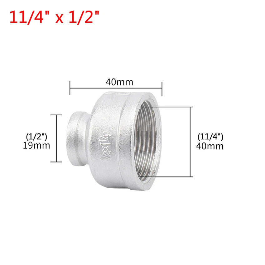 BSP Female Pipe Fittings Reducer Adapter, 304 Stainless Steel, 3/8" to 2"
