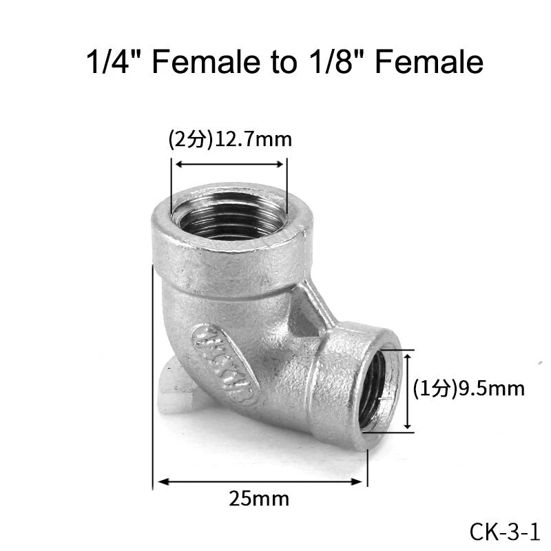 Stainless Steel BSP Reducer 90° Elbow Fittings — 1/8" to 1" Male & Female