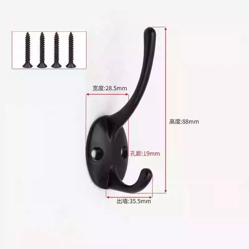 Double Hat Coat Hooks Hanger Door Wall Cloth Towel Holder Organiser Rack Robe