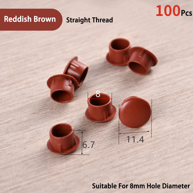 Plastic Screw Hole Cover Caps – For 5mm to 16mm Holes (100-Pack) – Multiple Colors