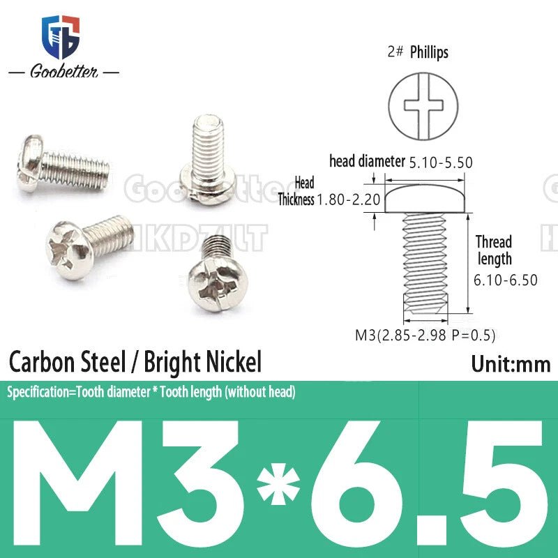 M3 Phillips Pan Head Machine Screws — 3 to 20mm, Carbon Steel & Stainless, 7 Finishes - HomeDIYer