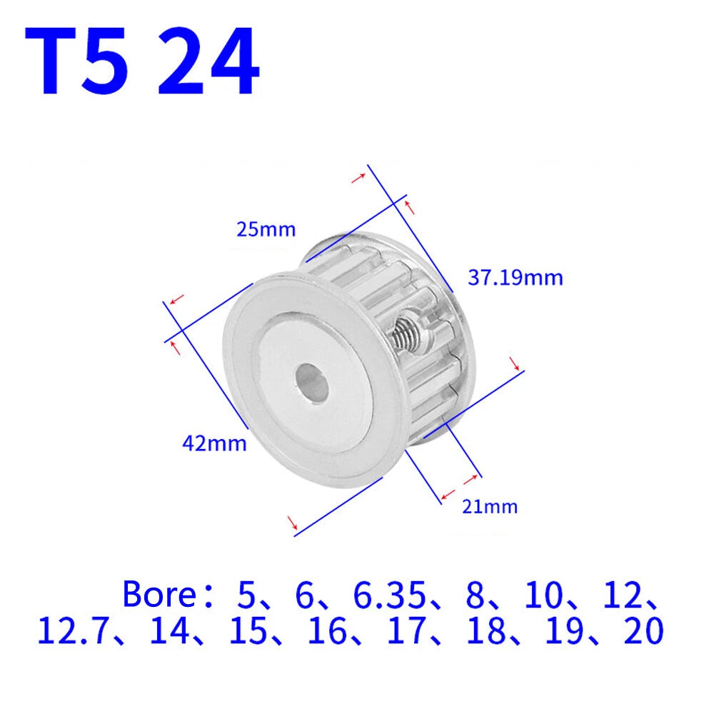 T5 12T-60T Timing Belt Pulley Pitch 5mm AF-type With Keyway Teeth Width 21mm