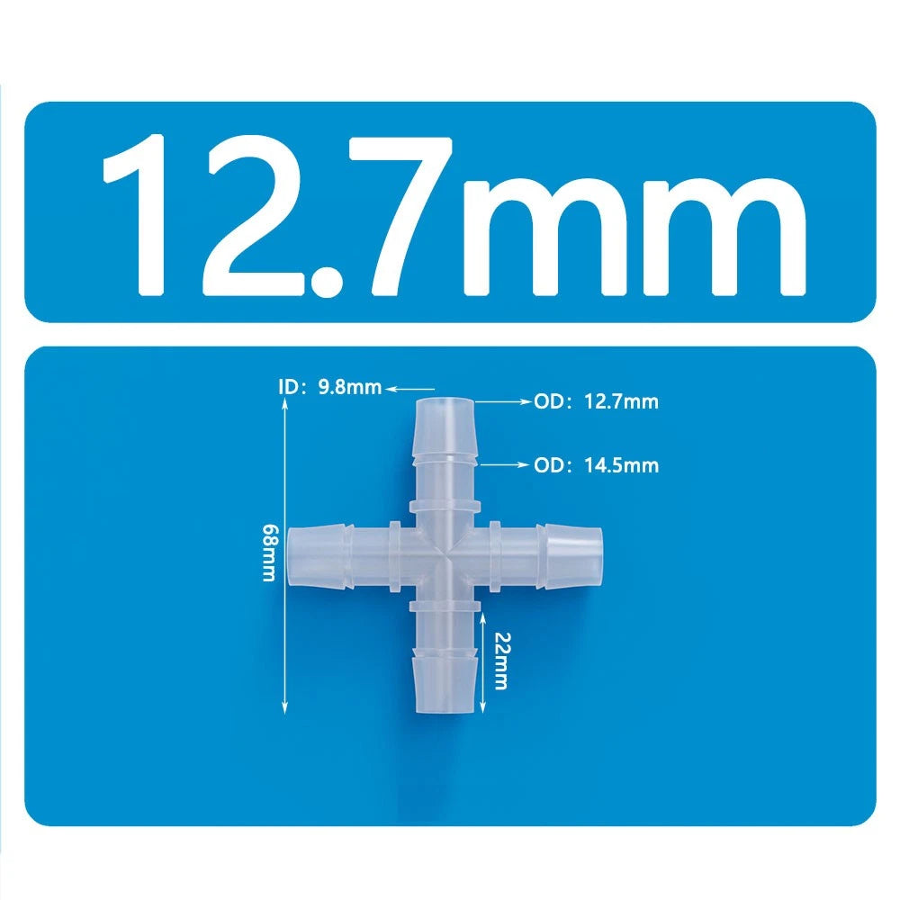 X Piece & Side 4-Way Plastic Hose Pipe Connector — Water Oil Gas Air Joiner