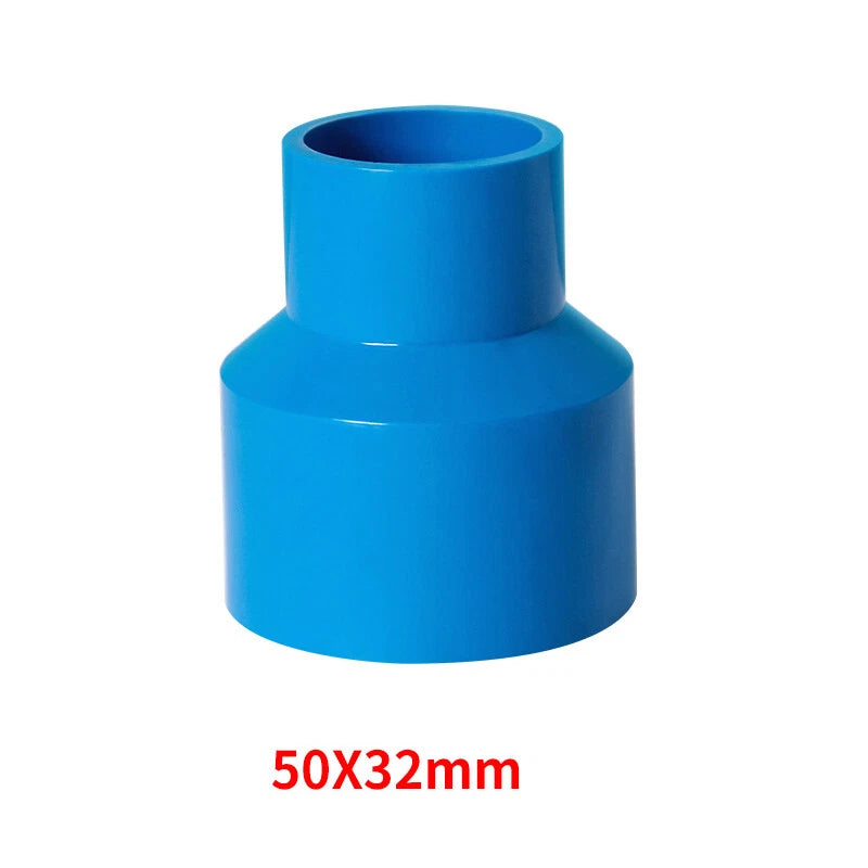 PVC Pipe Reducing Plumbing Concentric Connector 25-90mm Coupling Fittings Blue