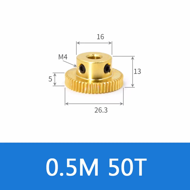 Brass Worm Wheel Gear 0.5/0.8/1/1.5 Module Transmission Gear Worm Rod Gear Shaft