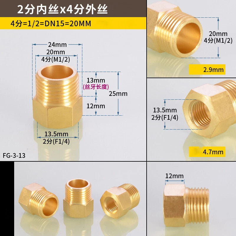 Hex Reducer Bushing Female to Male NPT Hose Fitting — 1/8" to 1" Sizes