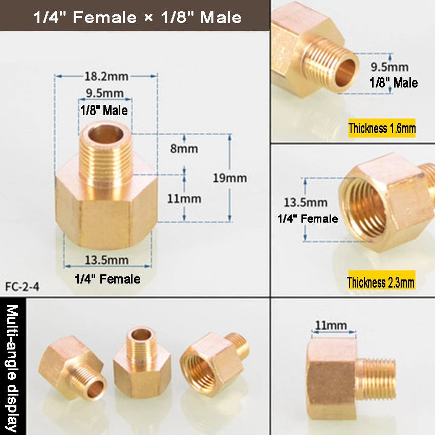 Brass BSP Reducing Bush — Male × Female Straight Pipe Fitting