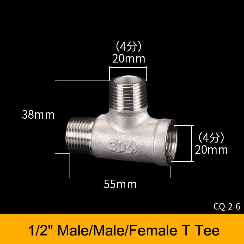 Stainless Steel BSP Tee Fittings 1/2" & 3/4" Male Female Reducer Connector
