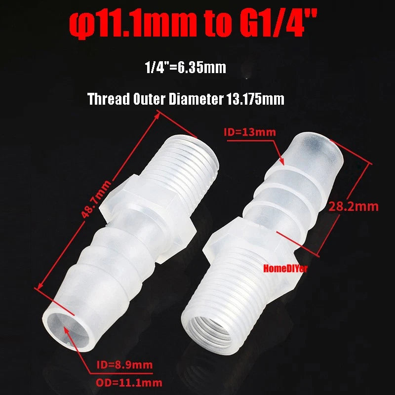Plastic Barbed Connector 4mm~12mm Straight Cross Pipe Hose Tubing Joiner Fitting