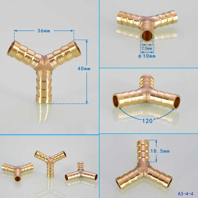 Brass Hose Joiner Fittings — Straight, Y, T & 4-Way Connectors | 6mm–19mm