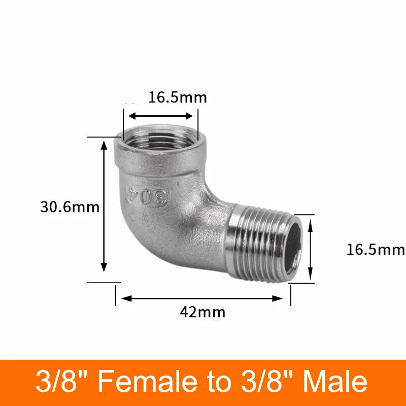 Stainless Steel 90° Elbow BSP Pipe Fittings — Same-Size & Reducing Female/Male Adapters