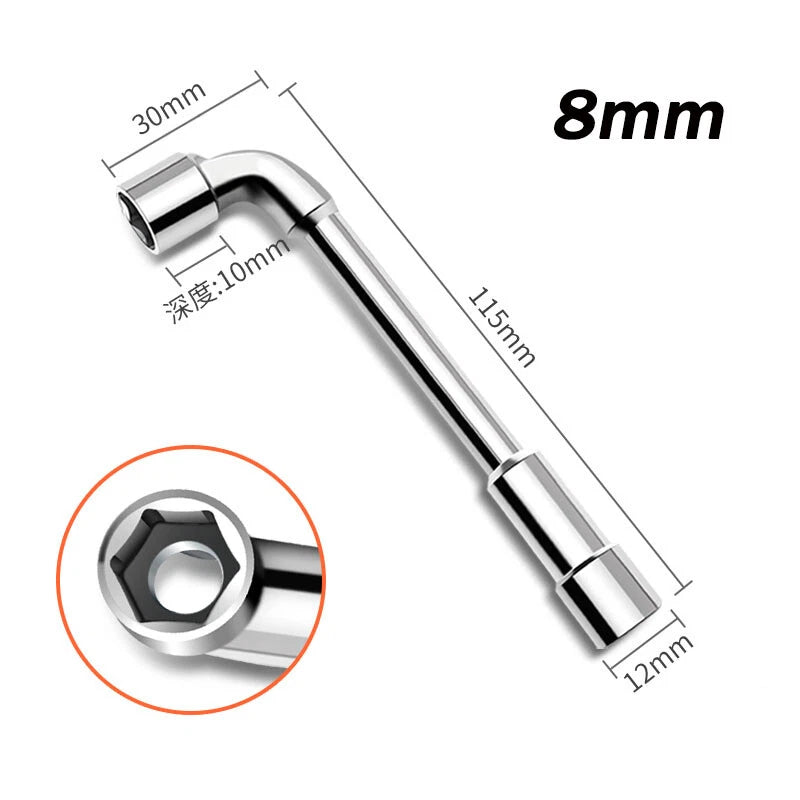 6mm-24mm Metric L Shaped Angled Open Hex 6 point Socket Wrench Doubleend Spanner