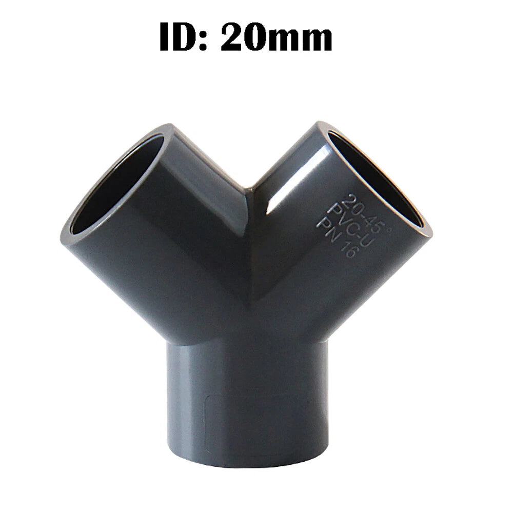 PVC Y-Fitting ID 20~63mm White Blue Grey PVC Y-Type Pipe Fitting Split Fittings