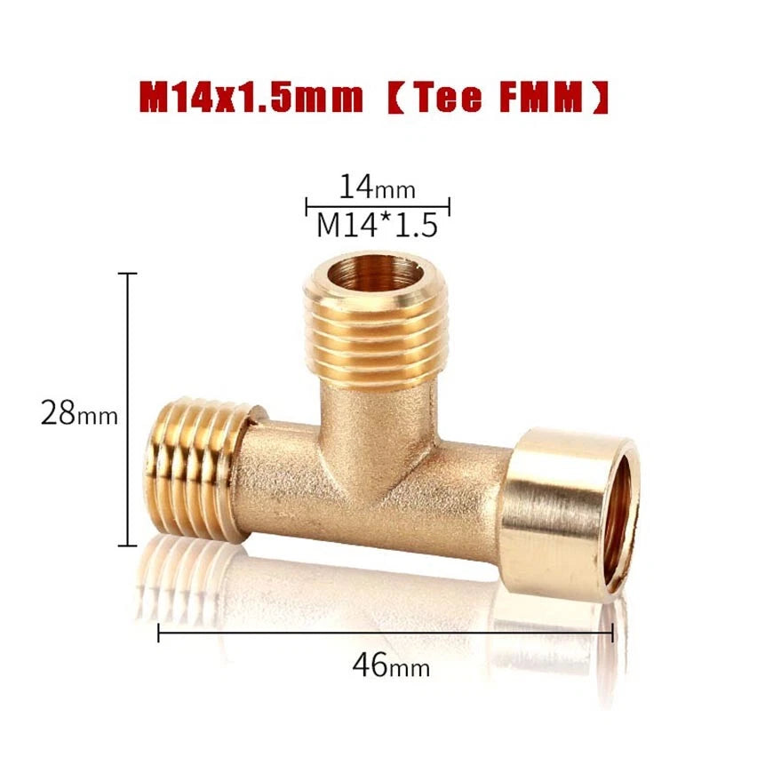 M14x1.5mm & M22x1.5mm Brass Pipe Fittings — Straight, Elbow, Tee, Cross, Coupler Adapters