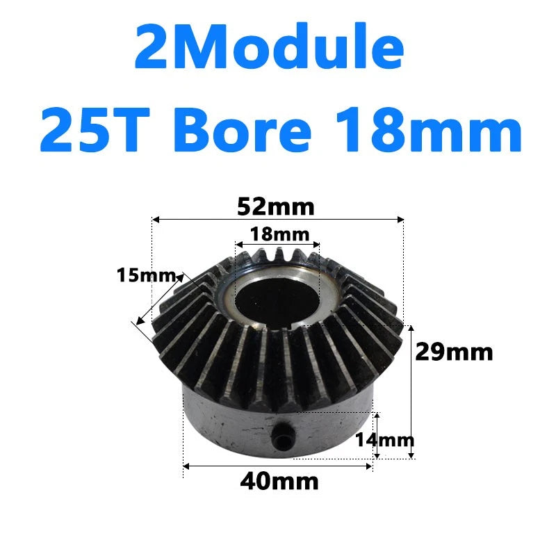 Bevel Gear 2 Module Ratio 1:1 Teeth 25 30 Bore Dia 10mm 12mm 14mm 15mm 16mm-28mm