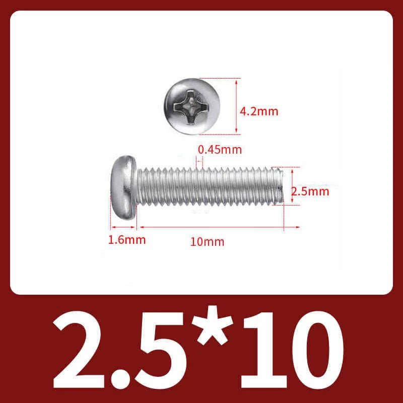 M2.5 Pozi Pan Head Machine Screws A2 Stainless Steel — Multiple Lengths - HomeDIYer