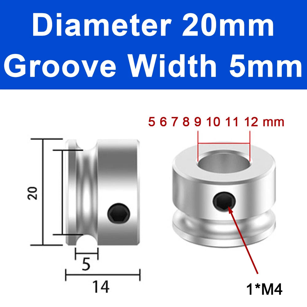Alu U Pulley OD 20 30 40 50 60 80mm Single Groove Fixed Pulley for PU Round Belt