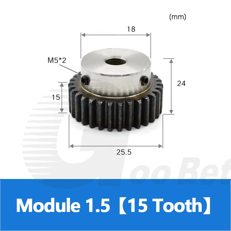 Spur Gear C45 Steel Mod 1.5 with Hub 12-60 Tooth Motor Pinion Hardened Precision