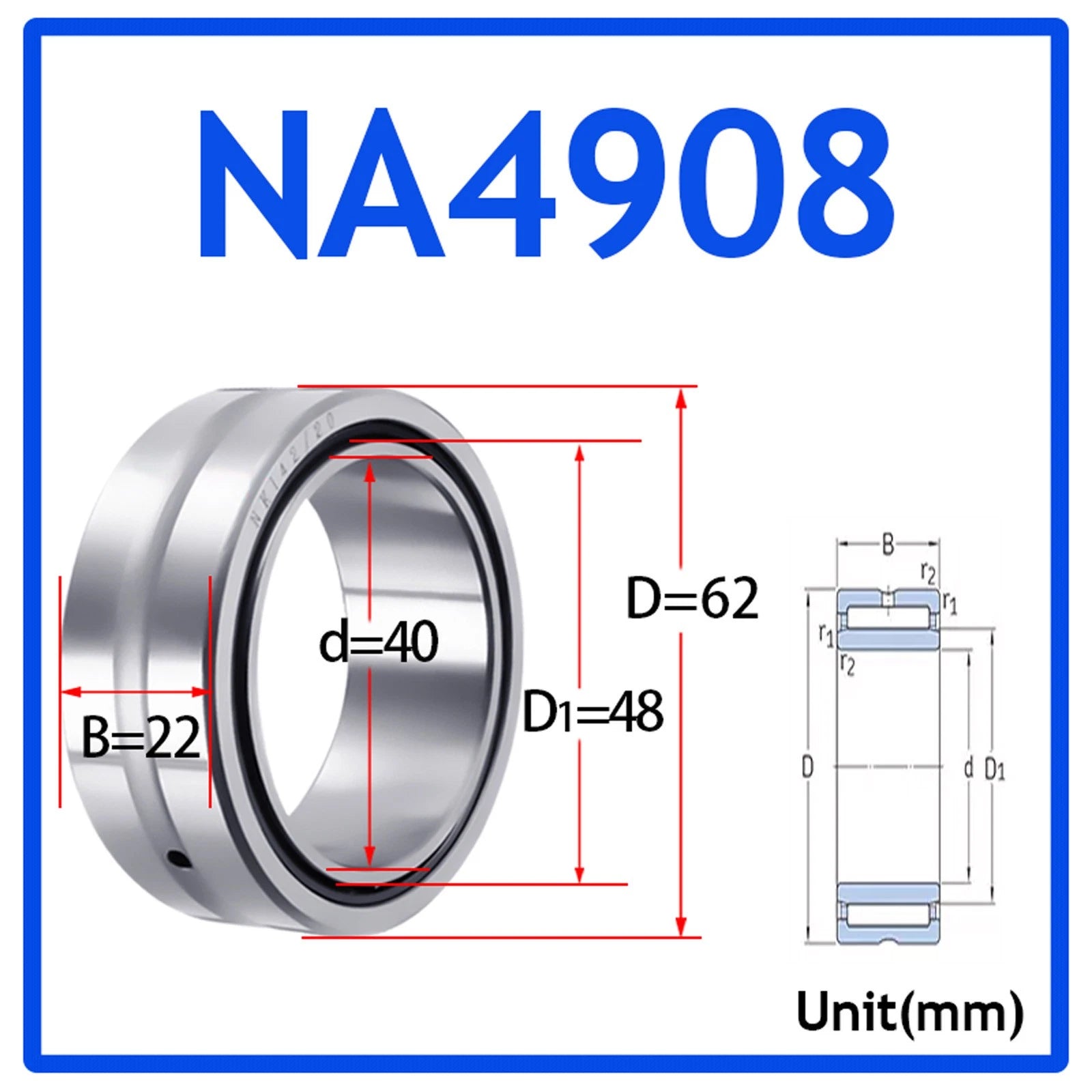 Needle Roller Bearings With Inner Ring High-Quality NA4900 - NA6920 ID 10-100mm