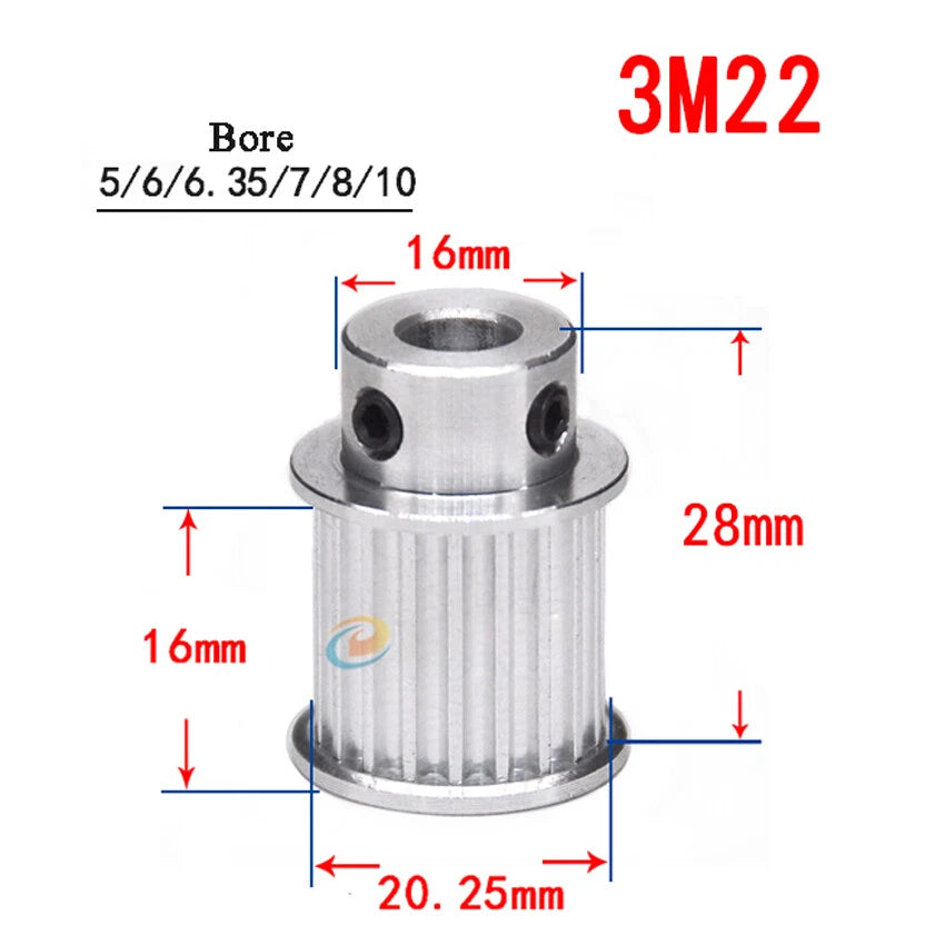 HTD-3M 12T-150T Timing Belt Pulley With Step Bore 8-25mm, For 15mm Width Belt