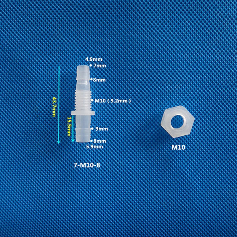 Plastic Bulkhead Fitting — Straight Hose Barb Threaded Connector with Nut