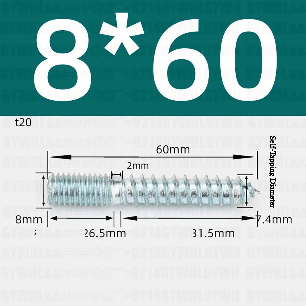 M6 M8 M10 Hanger Bolts – Zinc Plated Steel Torx Drive, Headless Furniture Wood Screws for Sofa Legs & Mounting